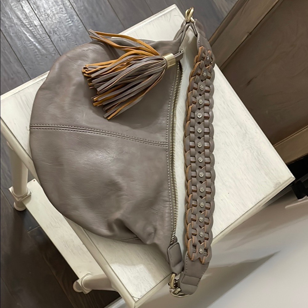Nine West taupe Hobo Bag with Tassel Detail